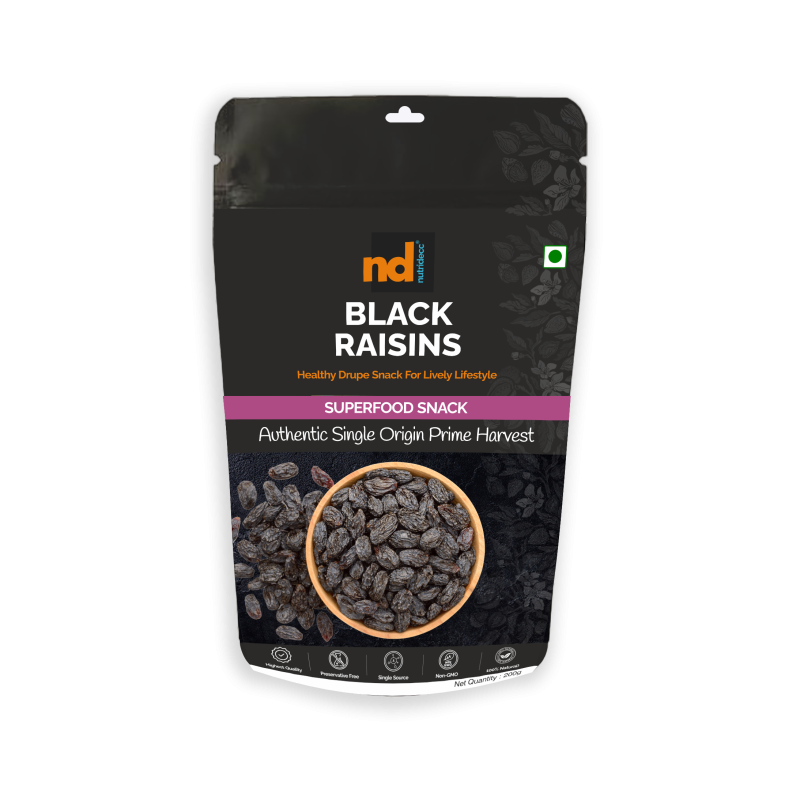 Nutridecc | Premium Dark Delights: Black Raisins – A Sweet Symphony of Taste and Wellness